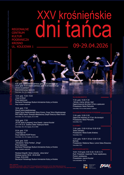 Plakat wydarzenia:  XXV KDT "RYTM" (WORK IN PROGRESS),ANNA DAWDO I JOANNA KOZUBAL  "STORIES" EWELINA CIESLA I KATARZYNA NIŻNIK 